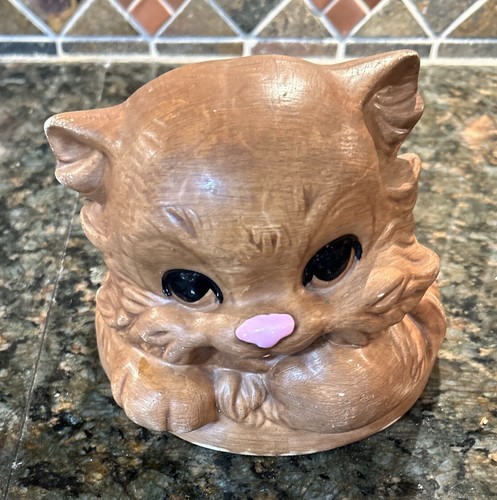 Vintage Twin Winton California Pottery Brown Cat Kitten In Basket Cookie Jar - Picture 9 of 19