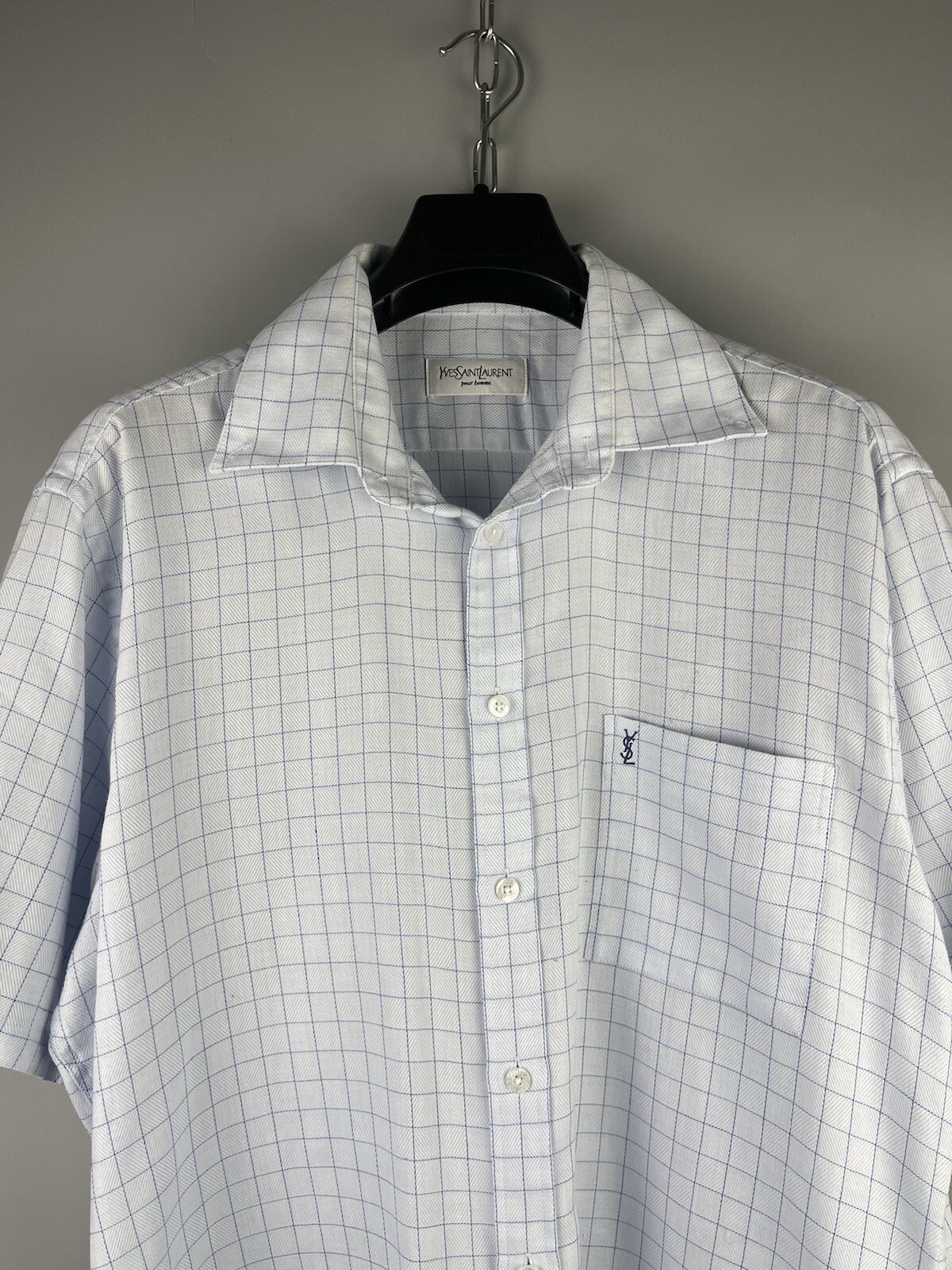 Camicia Yves Saint Laurent YSL uomo cotone lusso casual manica corta taglia L