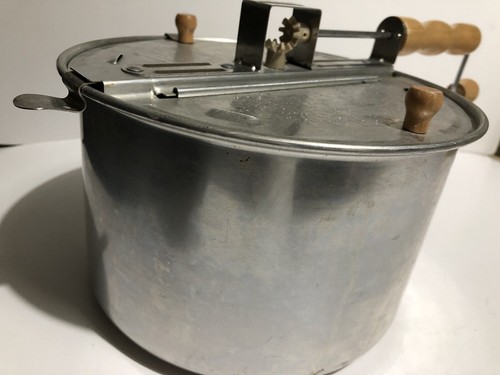Whirley-Popcorn Popper Aluminum Hand Crank Stove Top Pan Vintage Rare - Picture 9 of 12