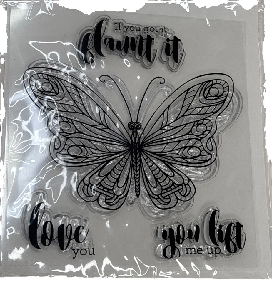 Juego de 5 estampillas y troqueles transparentes Hampton Art Butterfly Foto 3 de 4