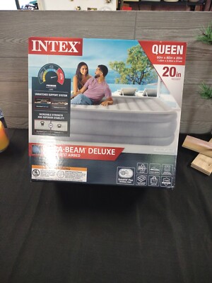 Intex Dura Beam Deluxe Raised Guest Airbed Queen 20 Inches High Quick Fill Pump