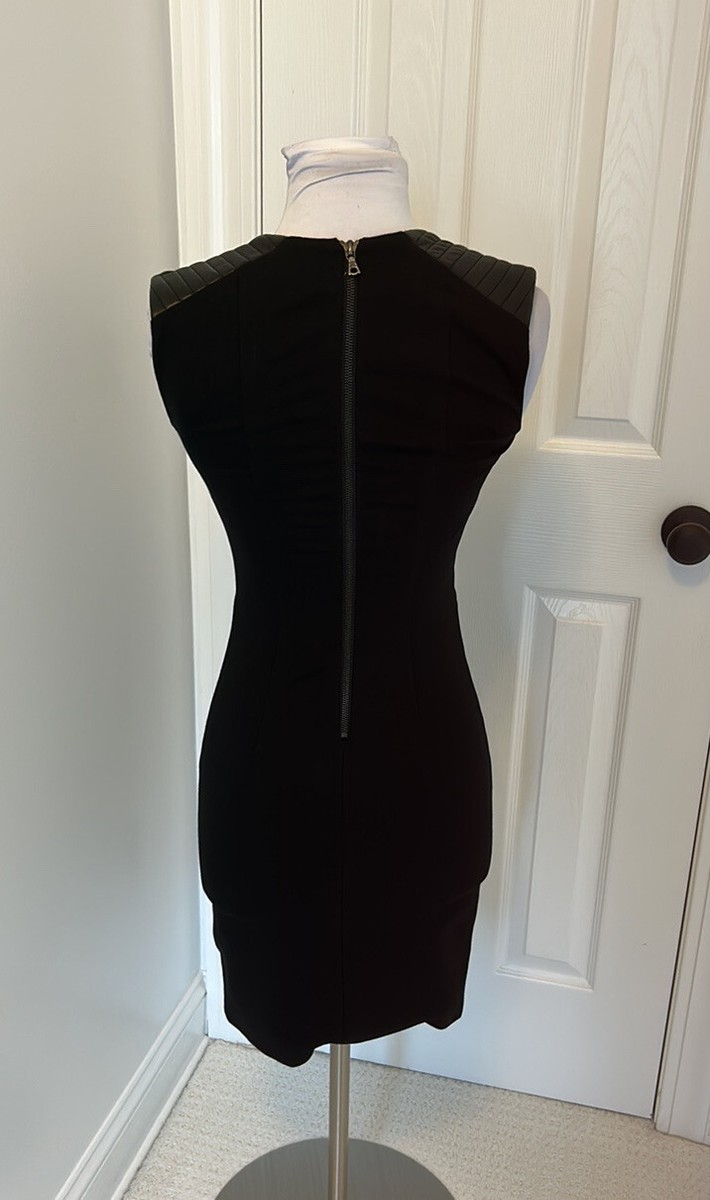 Yigal Azrouel Black Quilted Leather Ponte Sleeveless Dress  display picture 1