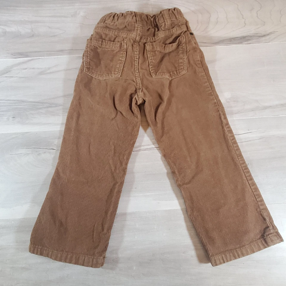 Pantalones de pana para niños 4t ajustables bolsillos en la cintura marrón lavado a máquina  Foto 2 de 4