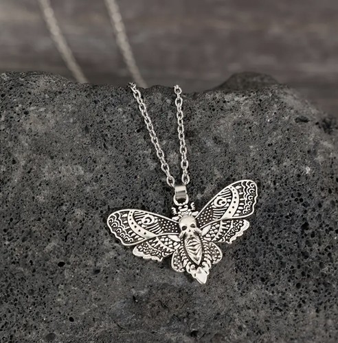 Women's Gothic Moth Necklace Pendent Steam Punk Boho - Picture 2 of 7