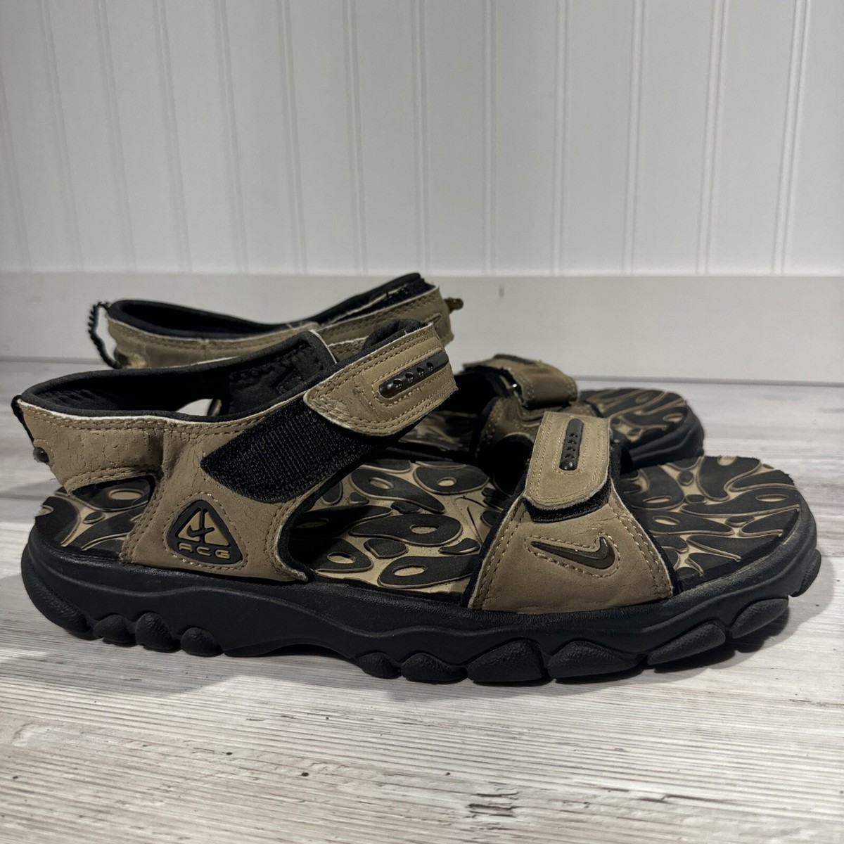 VTG Nike ACG Brown Leather Adjustable Sandal Shoes Men
