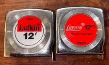 (2) Vintage LUFKIN 12' Chrome W9212 Power Return Tape Measures
