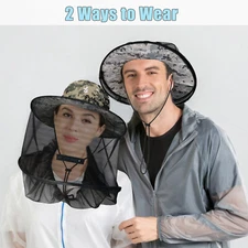 Foldable Mesh Cap Anti Mosquito Cap Breathable Hat Zip Closure Outdoor Jungle