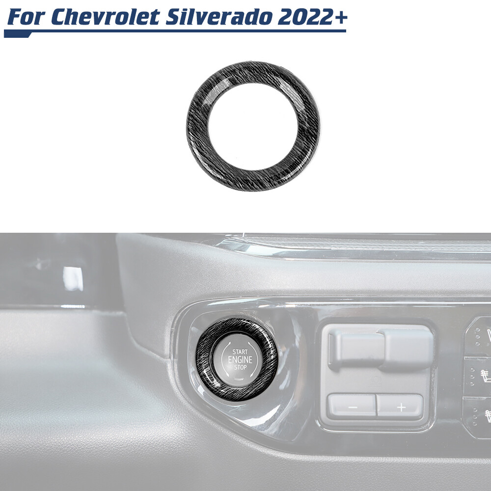 Engine Start Stop Button Trim Cover For Chevy Silverado 2022+ Black Wood Grain