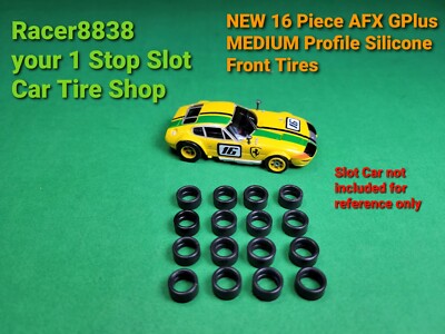 AFX G+ G-PLUS AURORA 16 Piece Silicone Tires MEDIUM Profile FRONTs HO Slot Car 