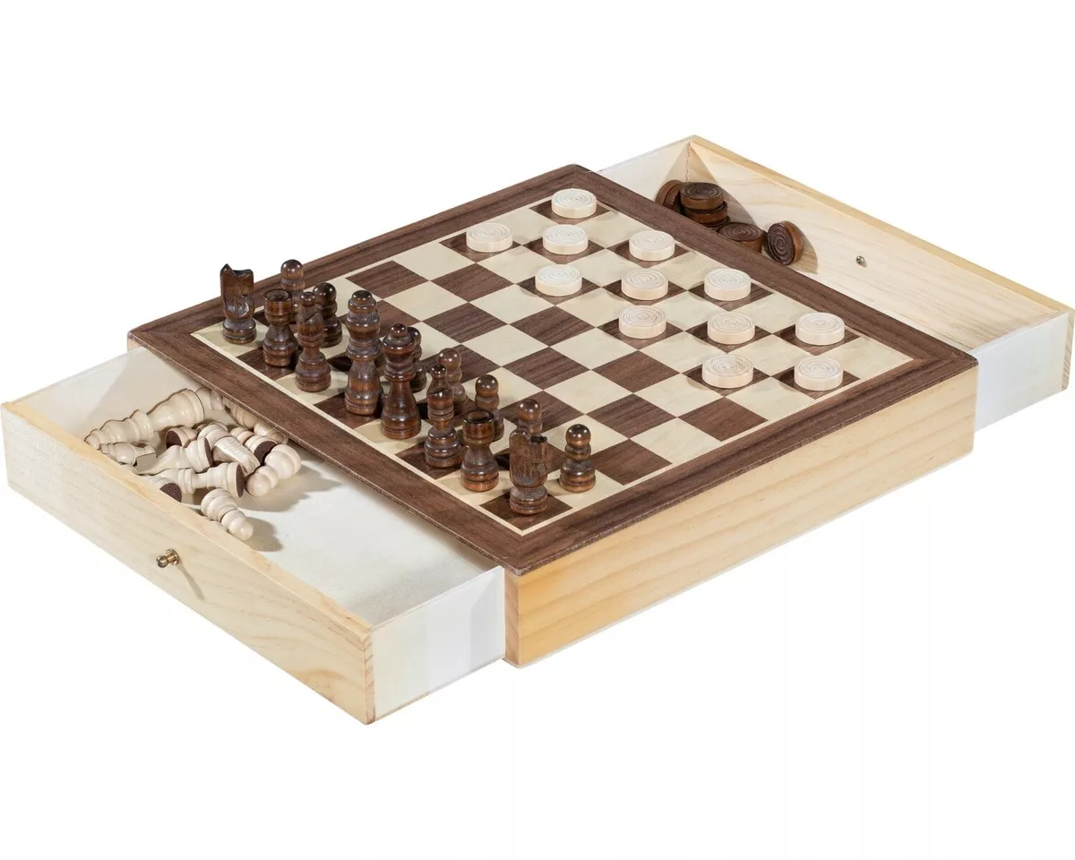 Funtoys Premium Schach-Spiel und Dame-Spiel Schach-Brett in Holz-Kiste klassisch eBay