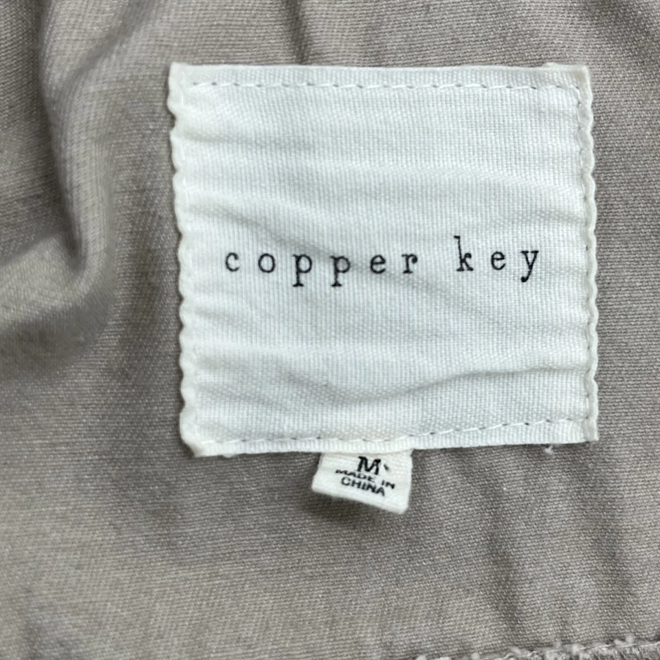 Llave de cobre (talla M) beige lona cordón utilitario chaqueta bolsillos cremallera broches a presión Foto 4 de 4