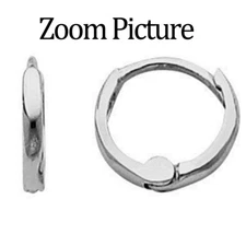 14K Solid Italian White Gold Small 1.5mm Plain Unisex Huggies Hoop Earrings 1/4"
