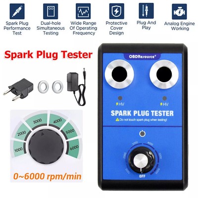 Spark Plug Tester Dual Hole Diagnostic Tool 12V Gasoline Car Ignition Analyzer