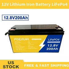 12V 200Ah LiFePO4 Lithium Battery UL Certified IP65 Solar RV motor homes NEW