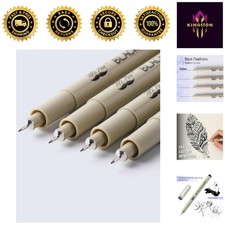 Black Art Fineliners 0.25mm Fine Tip Pens - Set of 4 for Smooth, Skip-Free Lines