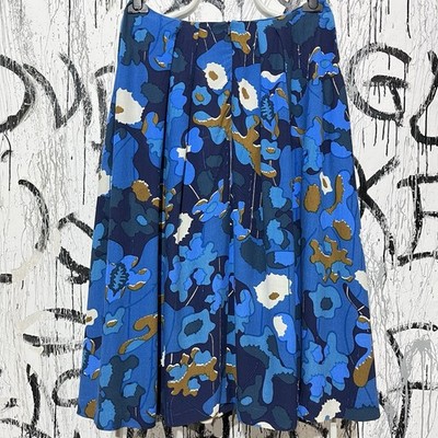 Marimekko Neoma Womens Floral Print Skirt Light Blue Size 36