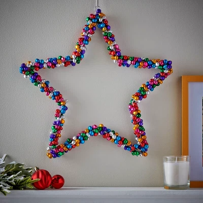 Wilko Joy Mini Bells Star Wreath Multi Colour Christmas Decoration