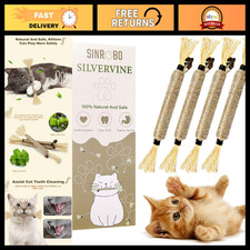 4 Pack Silvervine Chew Sticks for Cats - Edible Teeth Cleaning Cat Toys