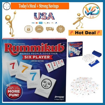 Rummikub Six Player Edition - Classic Rummy Tile Game for 2-6 Players, Blue