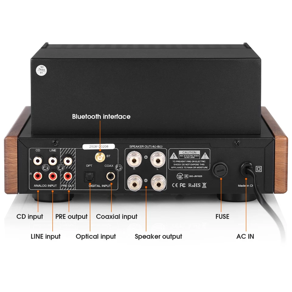 Nobsound HIFI Hybrid Tube Amplifier Bluetooth Stereo Amp w/ OPT/ COAX/ USB IN - Image 3 of 4