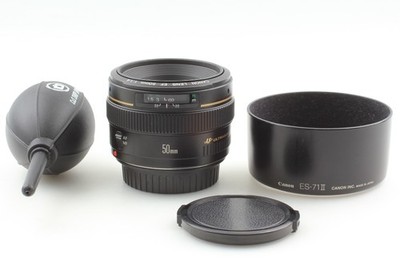 Opt Mint* Canon EF 50mm F1.4 USM For EOS Camera w/ Hood From JAPAN