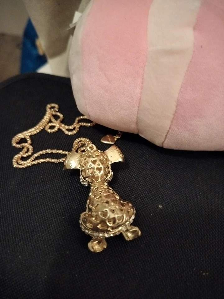 Collar Betsey Johnson Cabeza Movible Brillante Perro Cachorro De Colección Más de 3" de Alto Pesado Foto 4 de 4