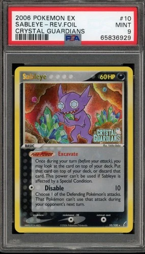 Pokemon Sableye EX Crystal Guardians Reverse Holo Rare #10 PSA 9 Mint