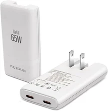 65W Gan USB C Charger,Dual-Port Fast Wall Charger,Pd 3.0 & QC 4.0,Foldable Plug