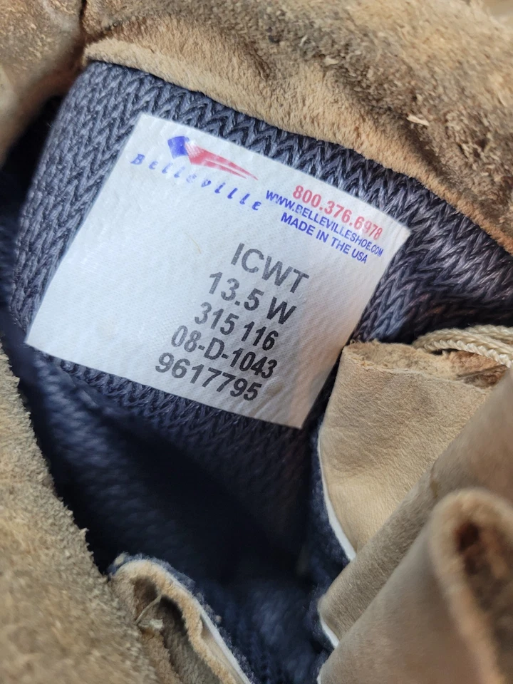 Botas de trabajo militares de combate Belleville 790 para hombre talla 13,5 suela Vibram de gamuza ancha Foto 3 de 4