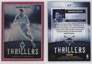 2023-24 Panini Phoenix Thrillers Pink /99 Brandon Miller #8 Rookie RC