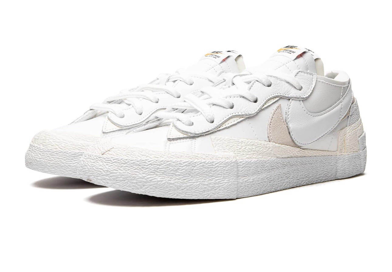 SACAI X NIKE Nuovo blazer Nike basso x Sacai bianco vernice pelle uomo taglia 10 5 DM6443 100