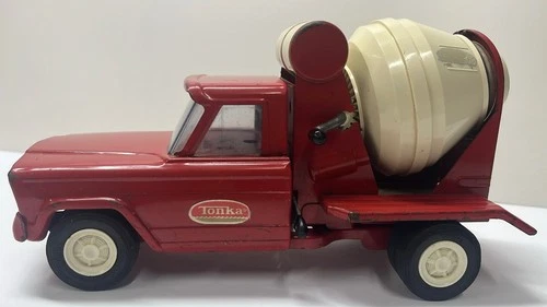 Vintage 1960’s Tonka Cement Mixer Truck Diecast Metal Original Red Paint