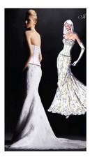 NWT Ivory Oleg Cassani Wedding Dress CK118 Boned Corset SZ 8