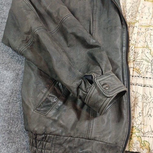 Bomber Jacker Mirage pelle marrone uomo taglia L full zip pilota aviazione vintage - Foto 7 di 16