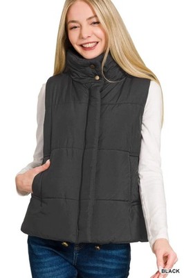 High Neck Zip-Up Vest Coat