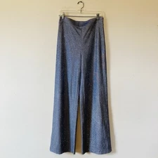 Re:Named Womens Sparkle Glitter Wide Leg Pants High Rise Lined Silver M Slacks