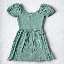 AMERICAN EAGLE Women’s Dress Petite Medium Blue V-Neck Floral Boho Flowy EUC