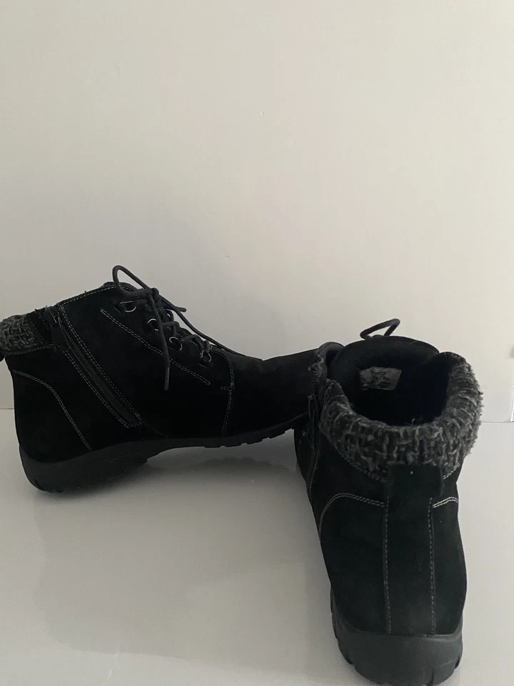 Propet Delaney Mujer Botas,Negro Tobillo Cremallera Cordones Tarjeta Escocesa.CueroTalla 11M Foto 2 de 4