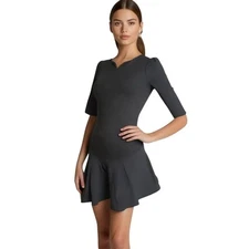 Hight Street Women's Black Fit Flare Mini Dress Stretch  Elegant Chic Size S 