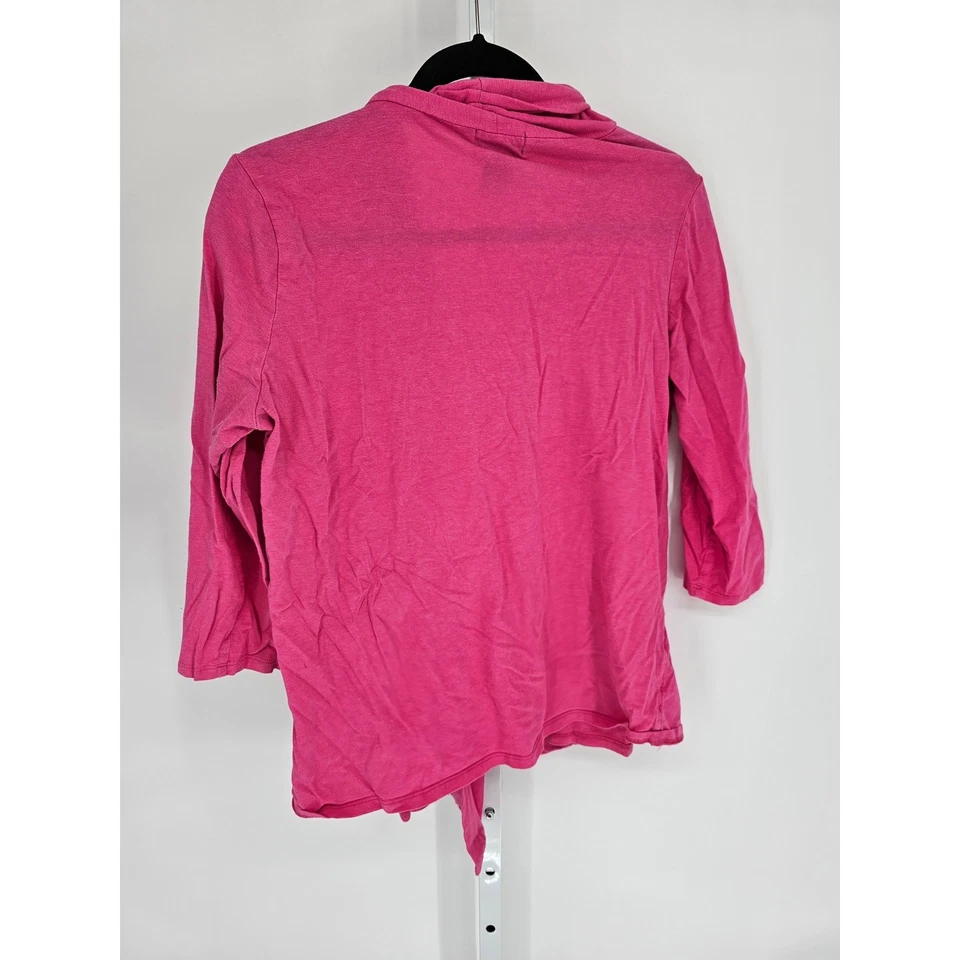 Top para mujer R.Q.T rosa manga larga frente abierto algodón-rayón talla L Foto 4 de 4