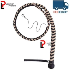 4ft Hand-Braided 12-Plait Bullwhip Genuine Cowhide Leather | Durable, Lightweigh