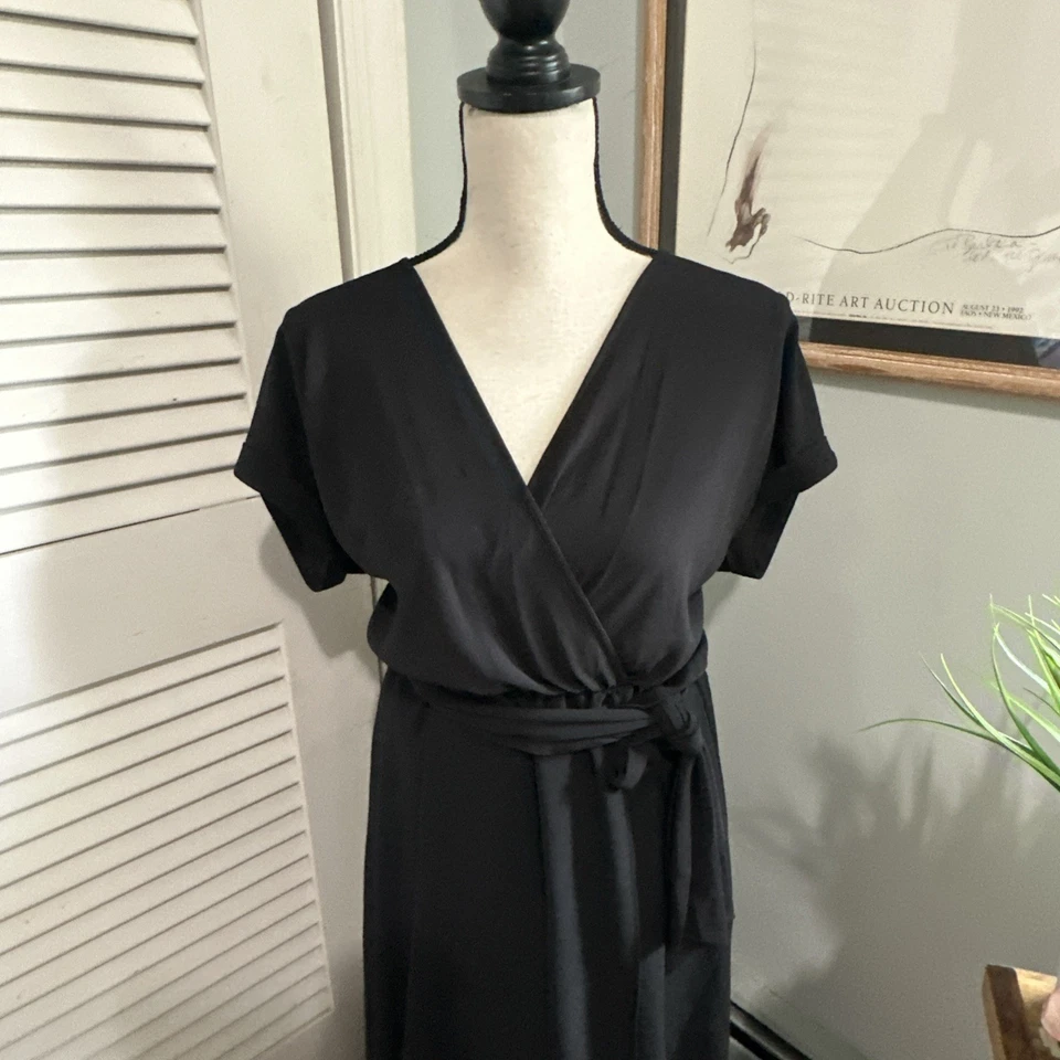 MEGHAN LOS ANGELES женское платье маленький черный макси искусственного надежном подпоясанный минималистский - Изображение 2 из 4