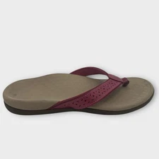 Vionic Burgundy and Tan Leather Sandals Nice Women's Size 10 Flip Flops