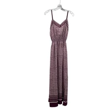 Loft Womens Maxi Sundress Spaghetti Straps Maroon/Cream Size Medium