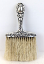 Antique Sterling Silver Art Nouveau Repousse Roses Bonnet Clothes Brush No Monos