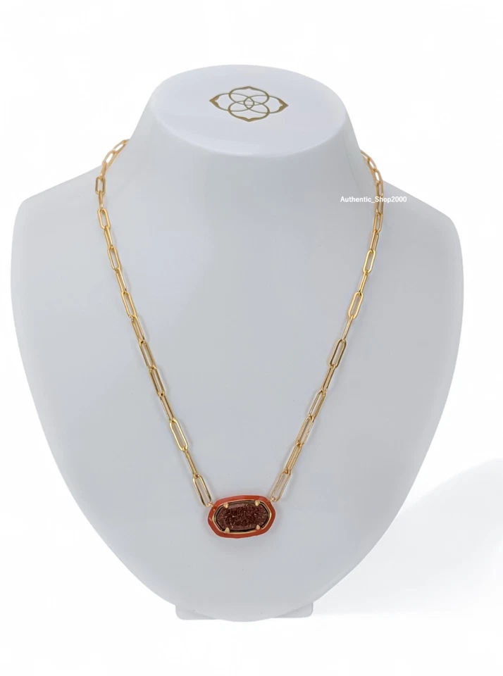 Nuevo Auténtico Collar de Cadena KENDRA SCOTT Oro Naranja Piedra Dorada Elisa Clip Foto 4 de 4