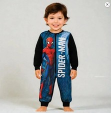 Spiderman Marvel Hero Kids Plush Hoodie Sleeper - Red Black Jumpsuits