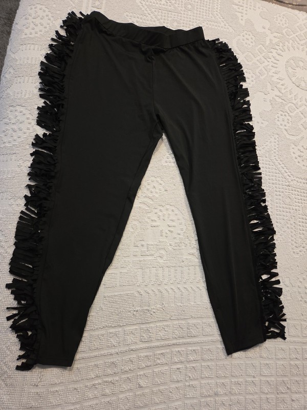 VTG Shein Black Fringe Leggings 1XL 