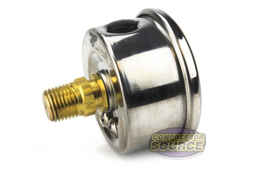 2" Back Mount 1/4 Liquid Filled 200 PSI Compressed Air Compressor Pressure Gauge - Picture 4 of 6