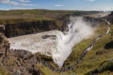 Landscape nature iceland gullfoss falls Custom Gaming Mat Desk